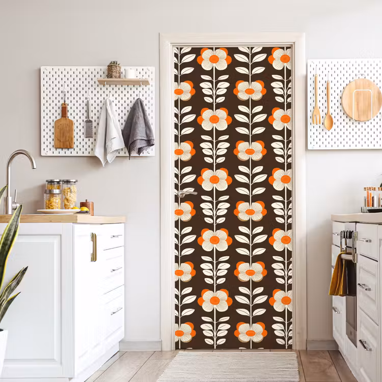 Bloemen - Retro - Bruin deurposter klein 289 -sfeer5