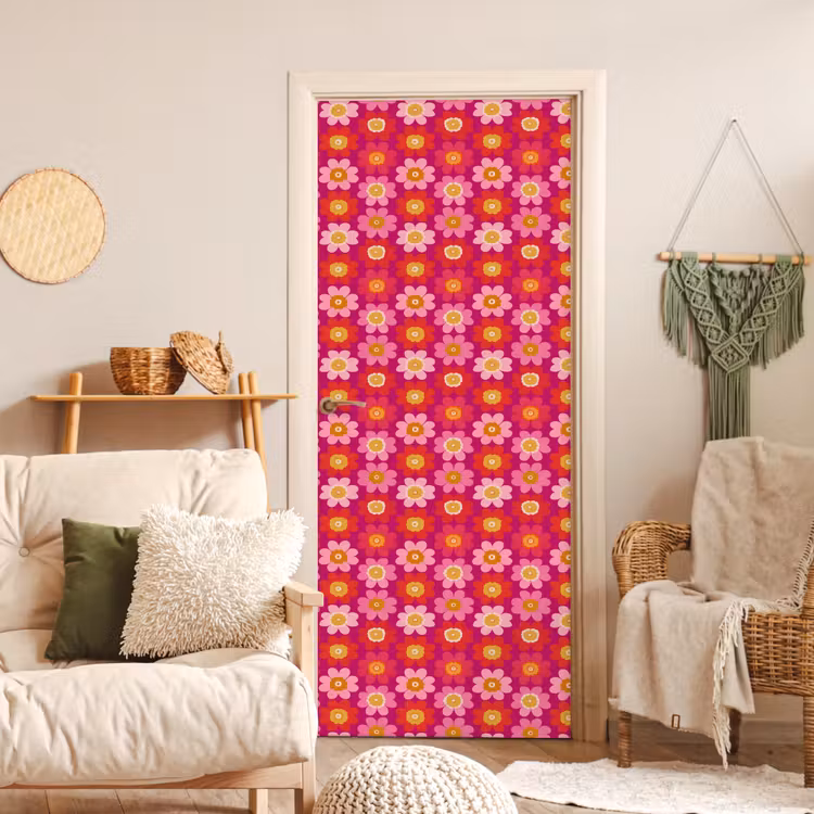 Bloemen - Retro - Kleurrijk deurposter klein 289 -sfeer2
