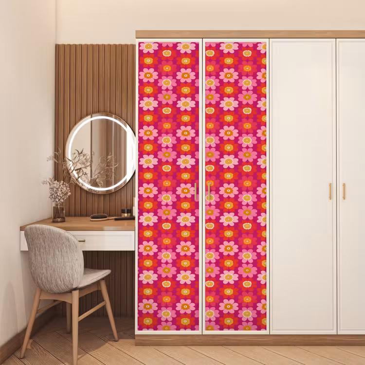Bloemen - Retro - Kleurrijk deurposter klein 289 -sfeer3