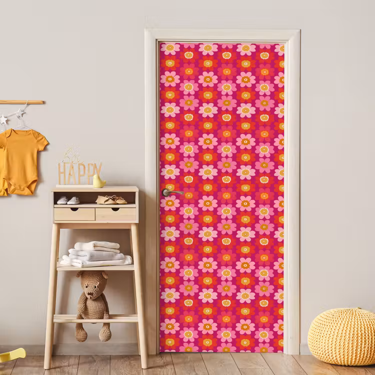 Bloemen - Retro - Kleurrijk deurposter klein 289 -sfeer4