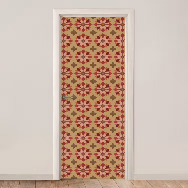 Bloemen - Retro - Groen deurposter klein 289 -3d_beige