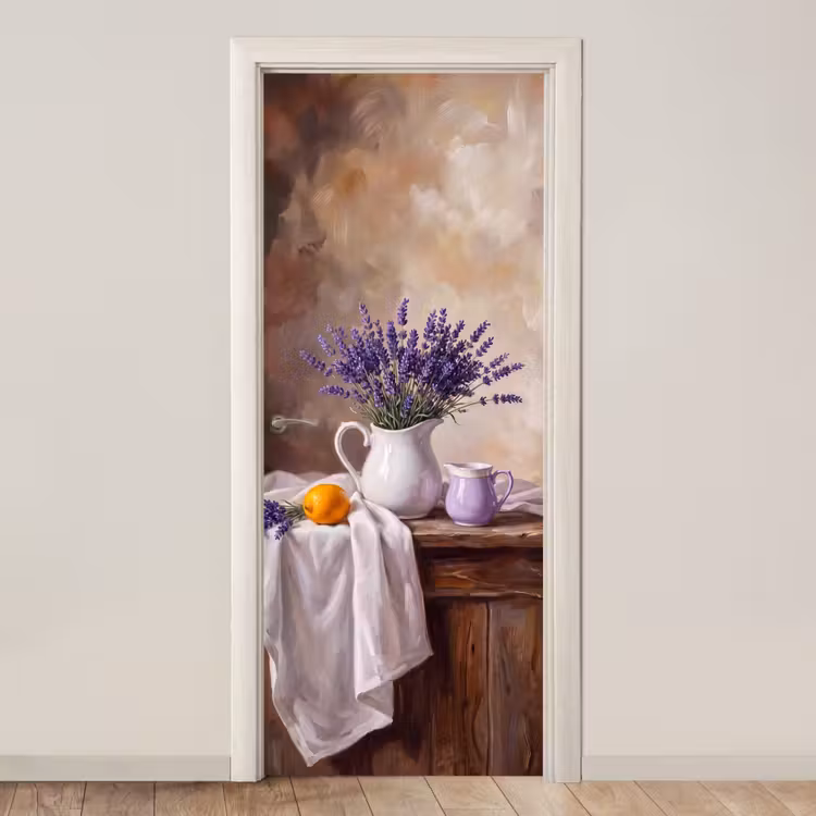Door sticker - Flowers - Still Life - Purple - Bloemen - Stilleven - Paars deurposter klein