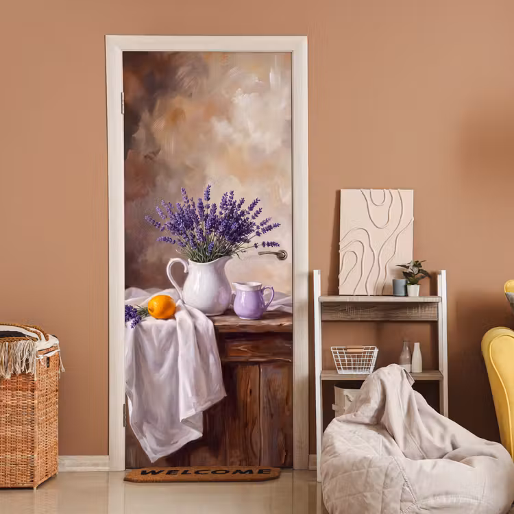 Door sticker - Flowers - Still Life - Purple - Bloemen - Stilleven - Paars deurposter klein