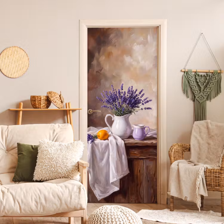 Door sticker - Flowers - Still Life - Purple - Bloemen - Stilleven - Paars deurposter klein