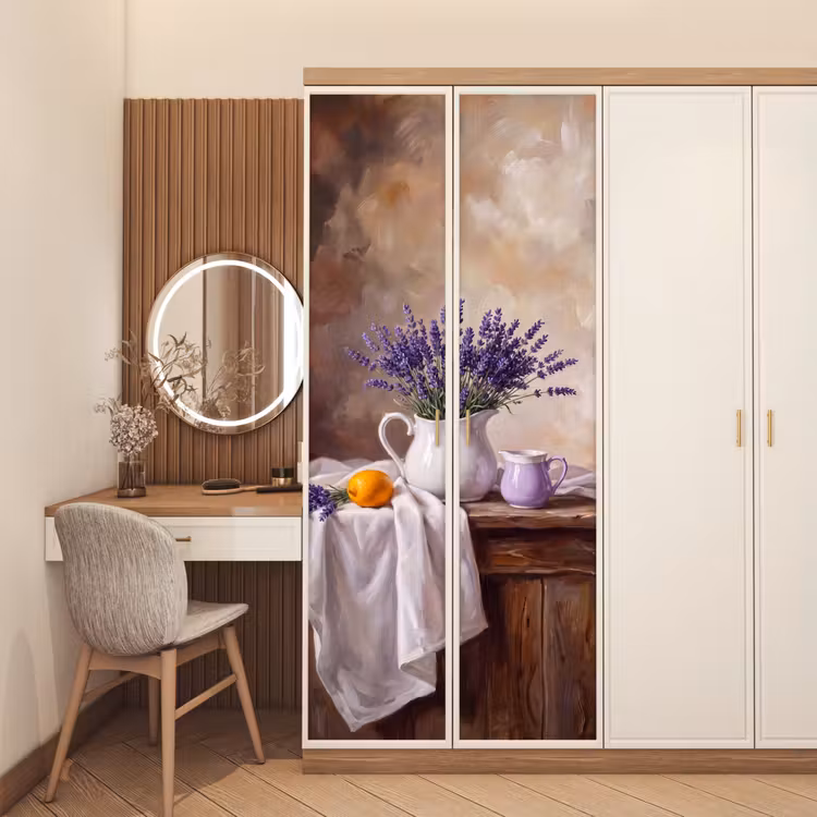 Door sticker - Flowers - Still Life - Purple - Bloemen - Stilleven - Paars deurposter klein