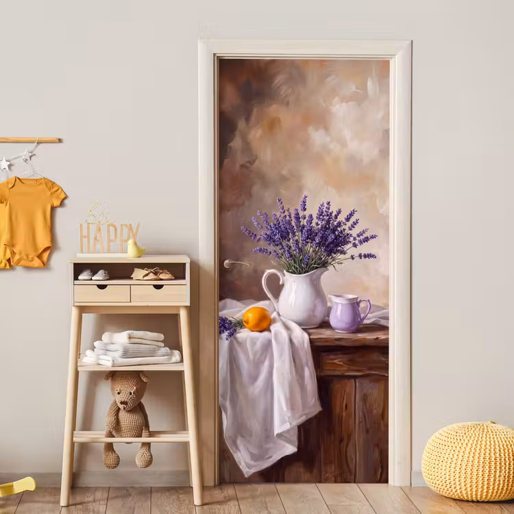 Door sticker - Flowers - Still Life - Purple - Bloemen - Stilleven - Paars deurposter klein