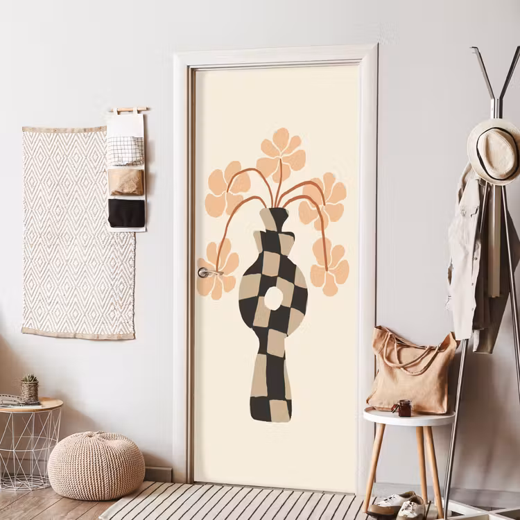 Bloemen - Vaas - Abstracte kunst - Modern deurposter klein -sfeer6
