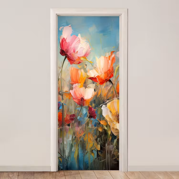 Bloemen - Watercolor - Kunst - Botanisch - Natuur deurposter klein -3d_beige