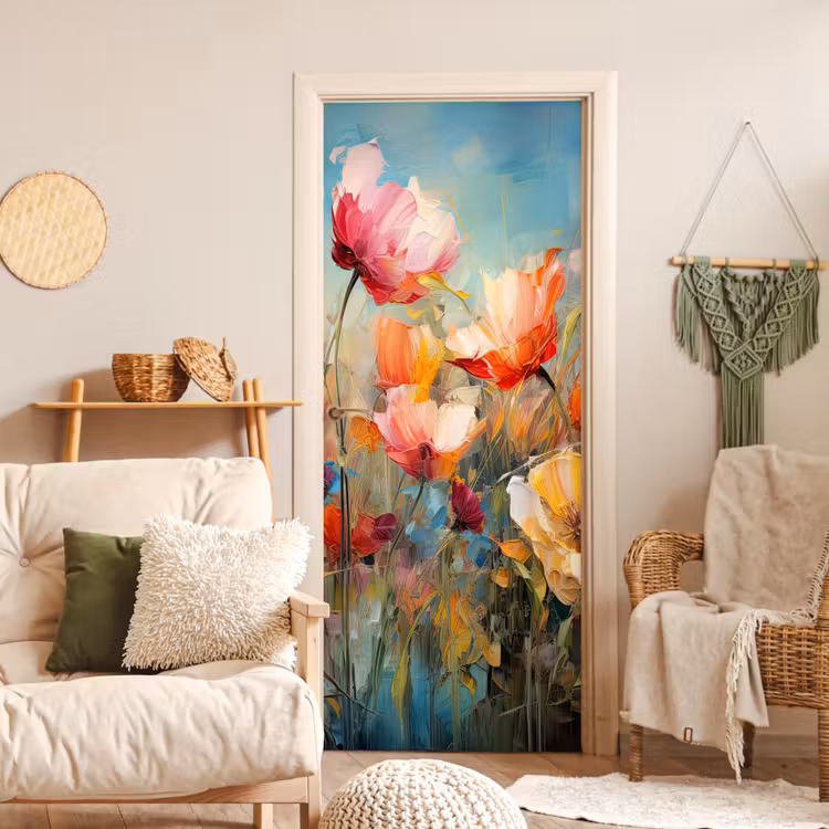 Bloemen - Watercolor - Kunst - Botanisch - Natuur deurposter klein -sfeer2