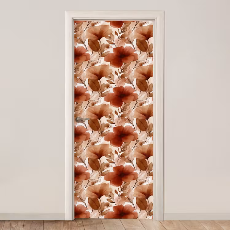 Bloemen - Aquarel - Botanisch - Terracotta deurposter klein 289 -3d_beige