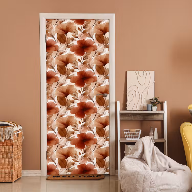 Bloemen - Aquarel - Botanisch - Terracotta deurposter klein 289 -sfeer1
