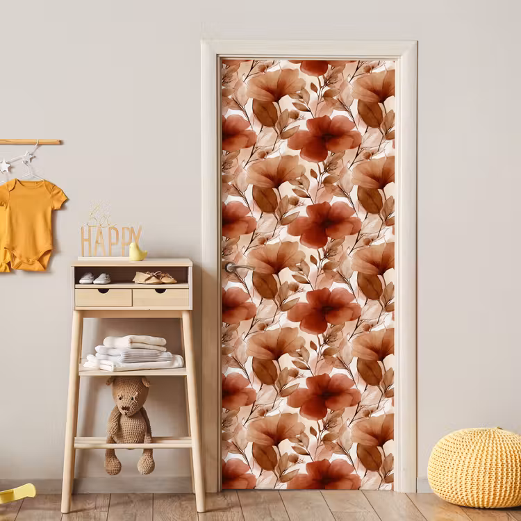 Bloemen - Aquarel - Botanisch - Terracotta deurposter klein 289 -sfeer4