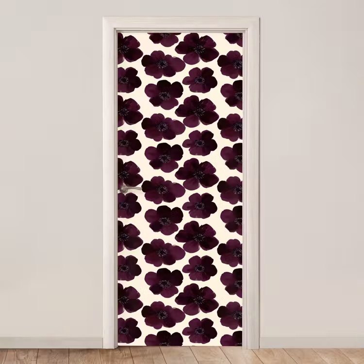 Bloemen - Aquarel - Paars deurposter klein 289 -3d_beige
