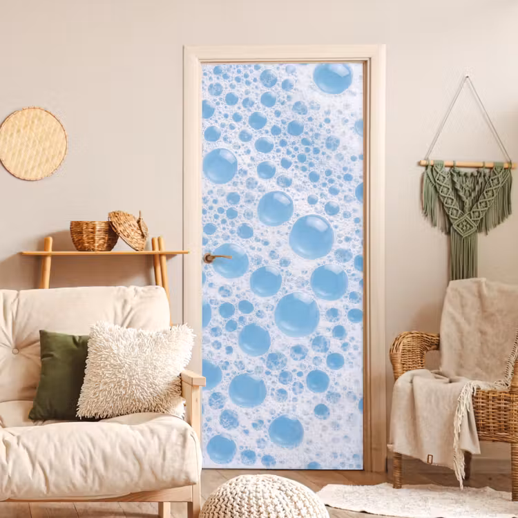 Schuim - Bubbels - Blauw deurposter klein -sfeer2