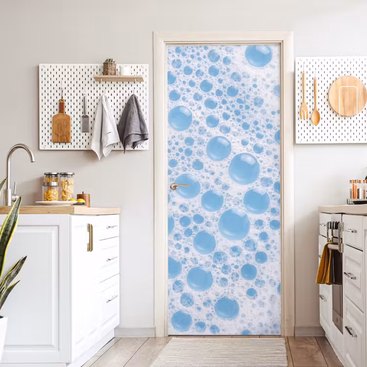 Schuim - Bubbels - Blauw deurposter klein -sfeer5