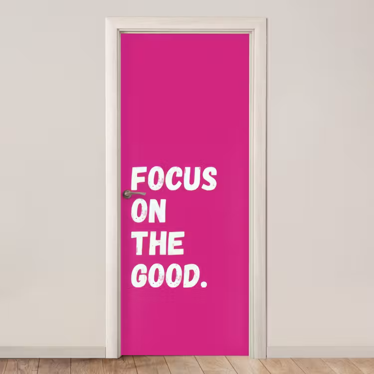 Focus on the good - Roze - Simple deurposter klein -3d_beige