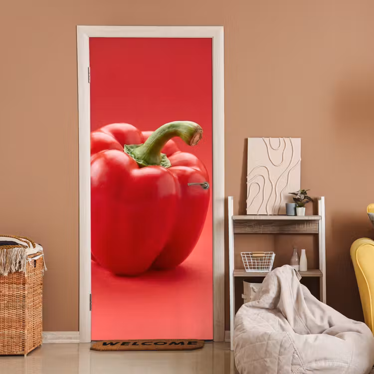 Door sticker - Food - Bell Pepper - Red - Eten - Paprika - Rood deurposter klein