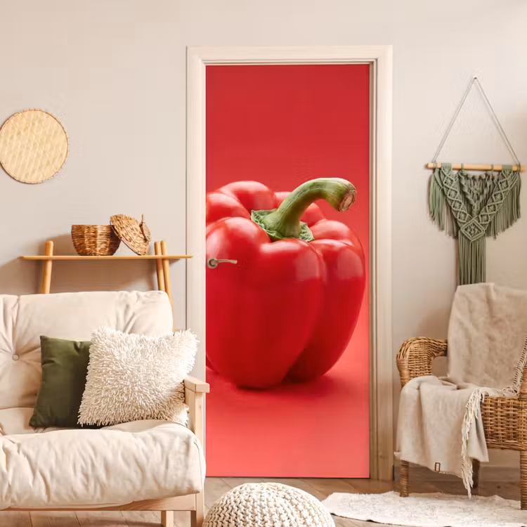 Door sticker - Food - Bell Pepper - Red - Eten - Paprika - Rood deurposter klein