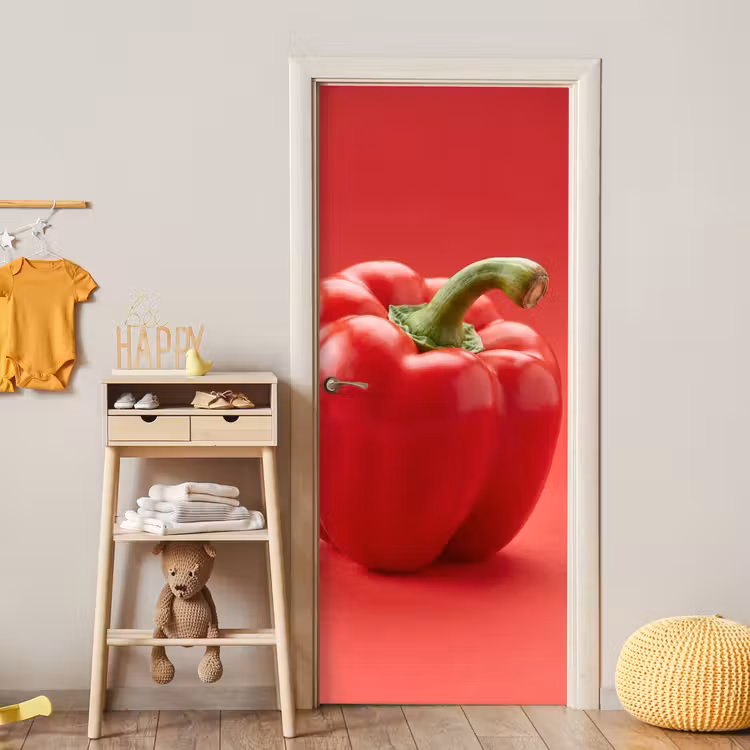 Door sticker - Food - Bell Pepper - Red - Eten - Paprika - Rood deurposter klein