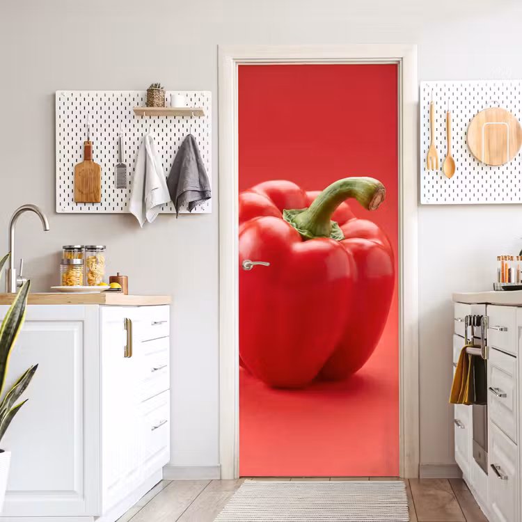 Door sticker - Food - Bell Pepper - Red - Eten - Paprika - Rood deurposter klein