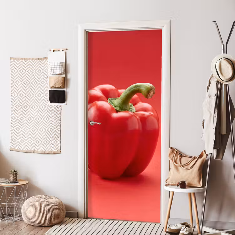 Door sticker - Food - Bell Pepper - Red - Eten - Paprika - Rood deurposter klein