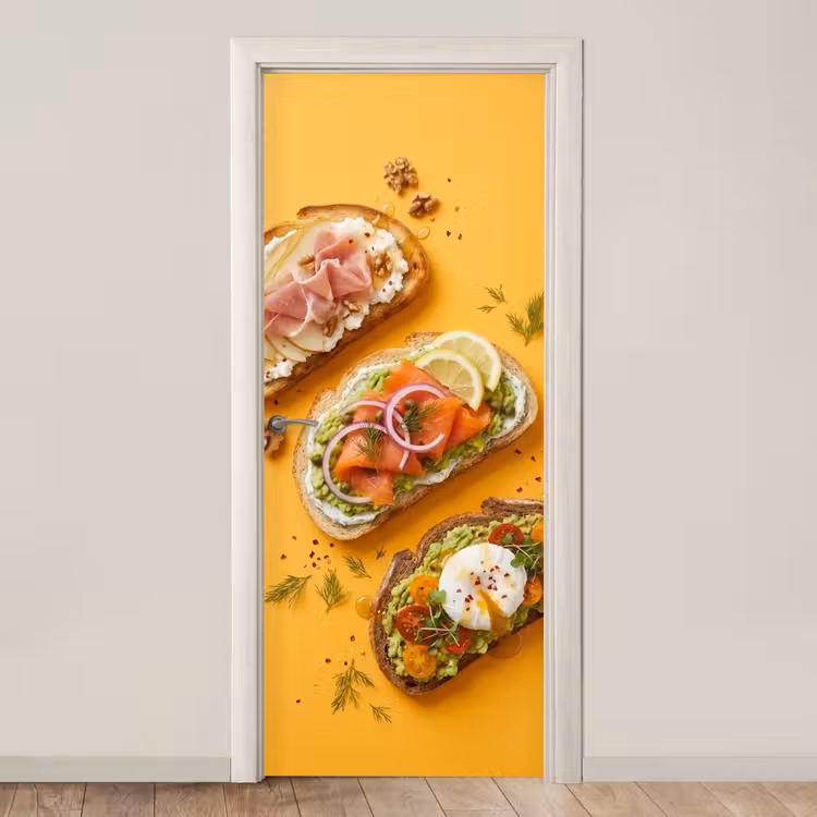 Eten - Brood - Ontbijt - Modern - Kleurrijk deurposter klein -3d_beige