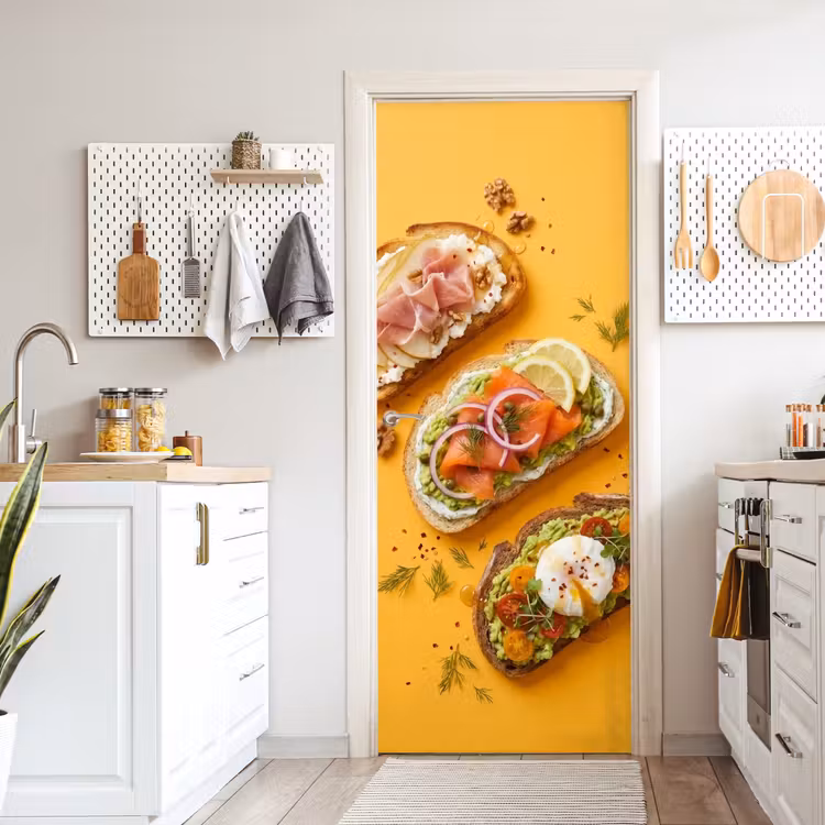 Eten - Brood - Ontbijt - Modern - Kleurrijk deurposter klein -sfeer5