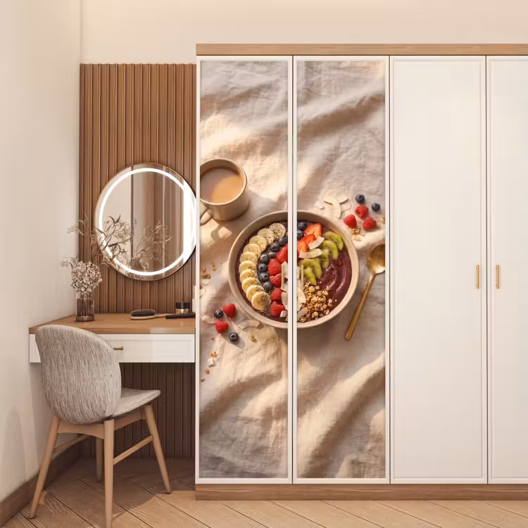 Eten - Ontbijtkom - Fruit - Gezond - Kleurrijk deurposter klein -sfeer3