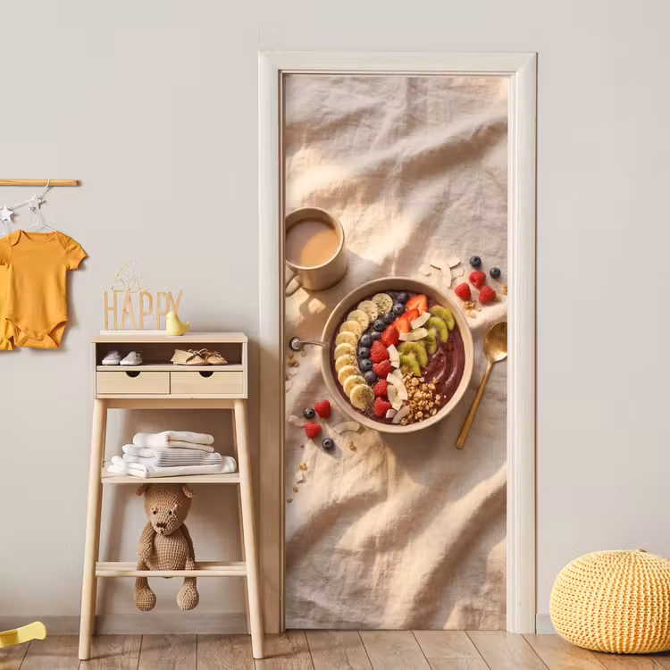Eten - Ontbijtkom - Fruit - Gezond - Kleurrijk deurposter klein -sfeer4