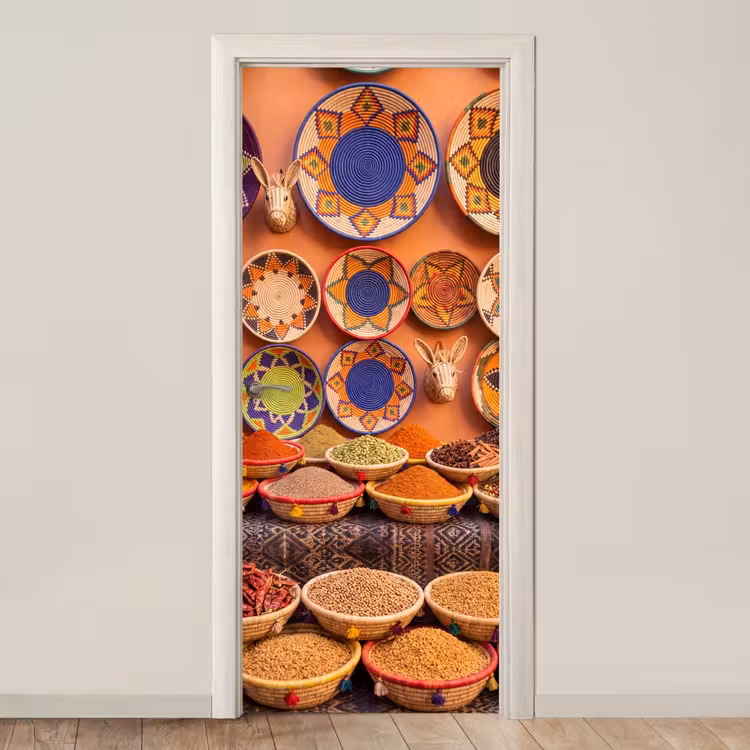 Door sticker - Food - Colorful - Culture - Eten - Kleurrijk - Cultuur deurposter klein