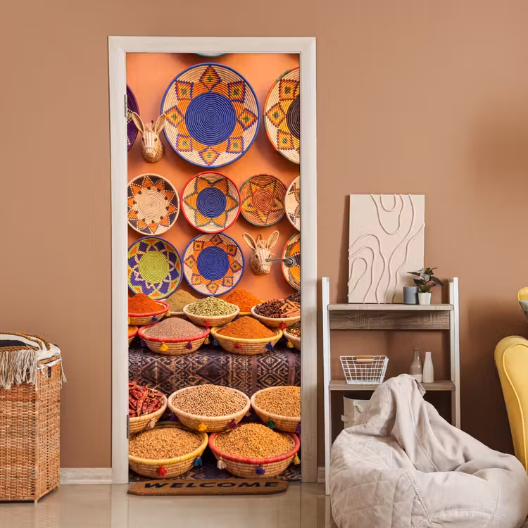 Door sticker - Food - Colorful - Culture - Eten - Kleurrijk - Cultuur deurposter klein