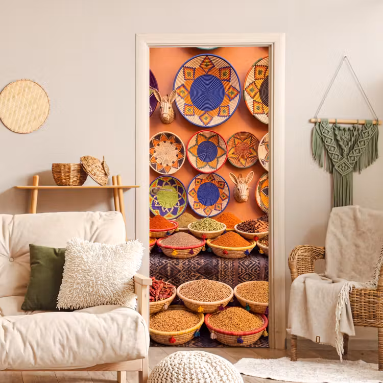 Door sticker - Food - Colorful - Culture - Eten - Kleurrijk - Cultuur deurposter klein