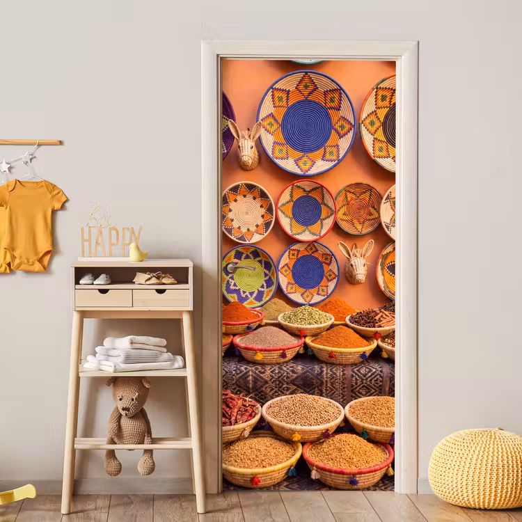Door sticker - Food - Colorful - Culture - Eten - Kleurrijk - Cultuur deurposter klein