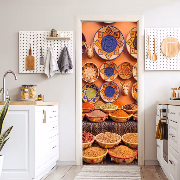 Door sticker - Food - Colorful - Culture - Eten - Kleurrijk - Cultuur deurposter klein