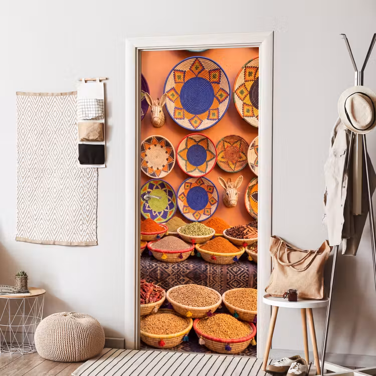 Door sticker - Food - Colorful - Culture - Eten - Kleurrijk - Cultuur deurposter klein