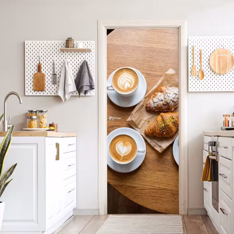 Eten - Croissant - Koffie - Ontbijt - Modern deurposter klein -sfeer5