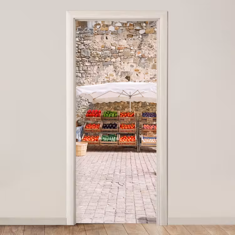 Door sticker - Food - Market - Fresh - Eten - Markt - Vers deurposter klein