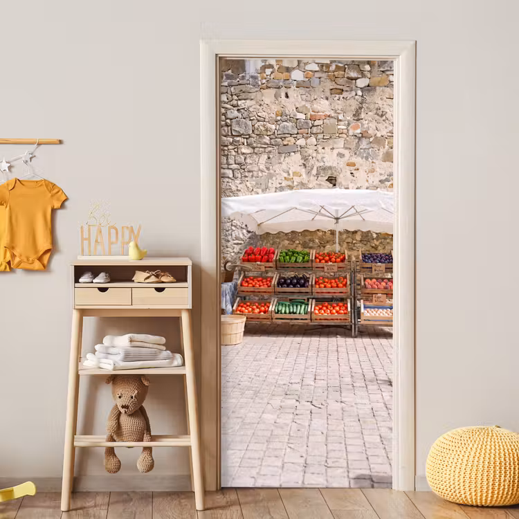 Door sticker - Food - Market - Fresh - Eten - Markt - Vers deurposter klein