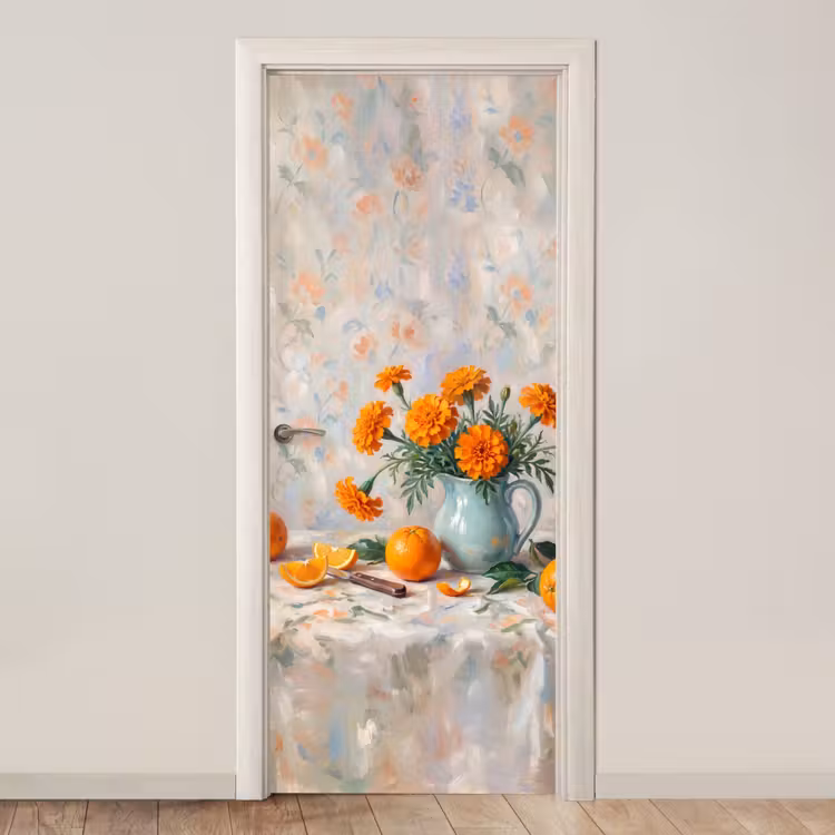 Door sticker - Food - Orange - Art - Eten - Oranje - Kunst deurposter klein