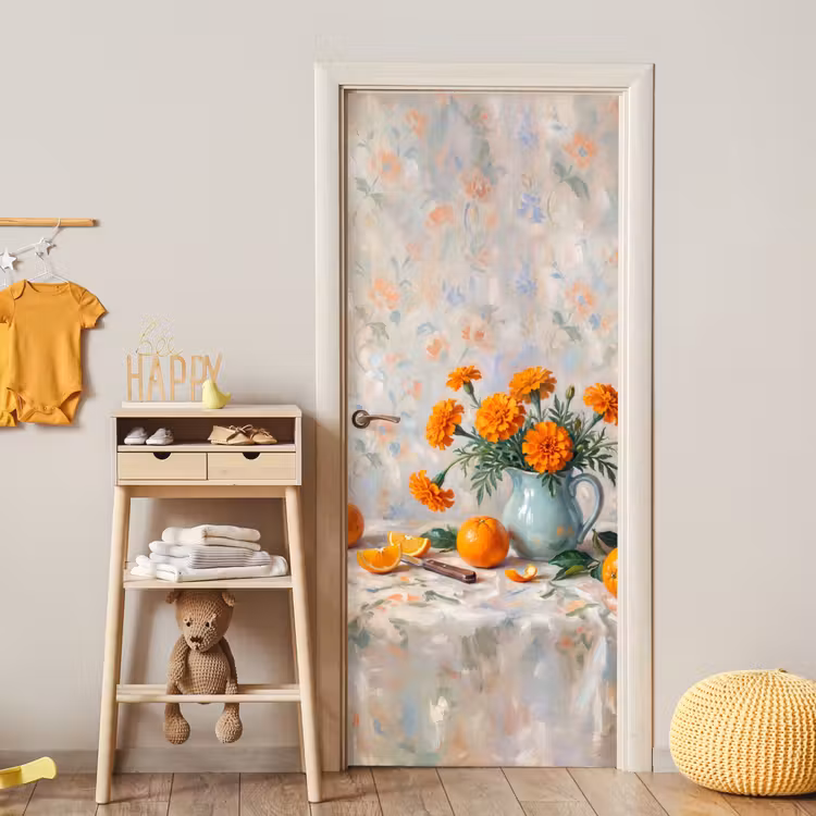 Door sticker - Food - Orange - Art - Eten - Oranje - Kunst deurposter klein