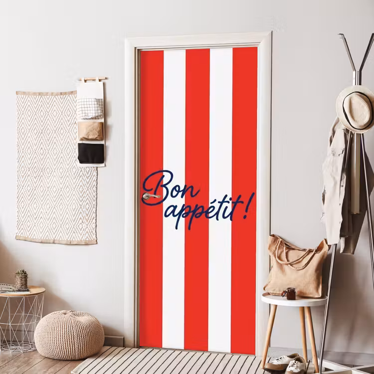 Eten - Spreuk - Keuken - Grafisch - Rood-Wit deurposter klein -sfeer6