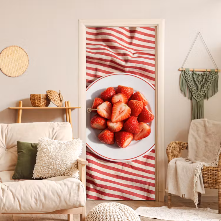 Eten - Aardbeien - Fruit - Zomer - Rood deurposter klein -sfeer2