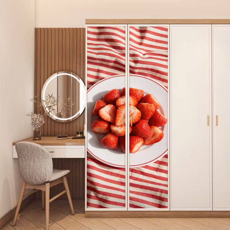 Eten - Aardbeien - Fruit - Zomer - Rood deurposter klein -sfeer3