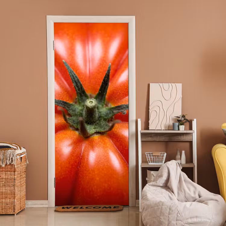 Door sticker - Food - Tomato - Red - Eten - Tomaat - Rood deurposter klein