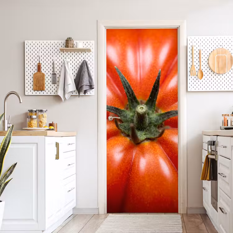 Door sticker - Food - Tomato - Red - Eten - Tomaat - Rood deurposter klein
