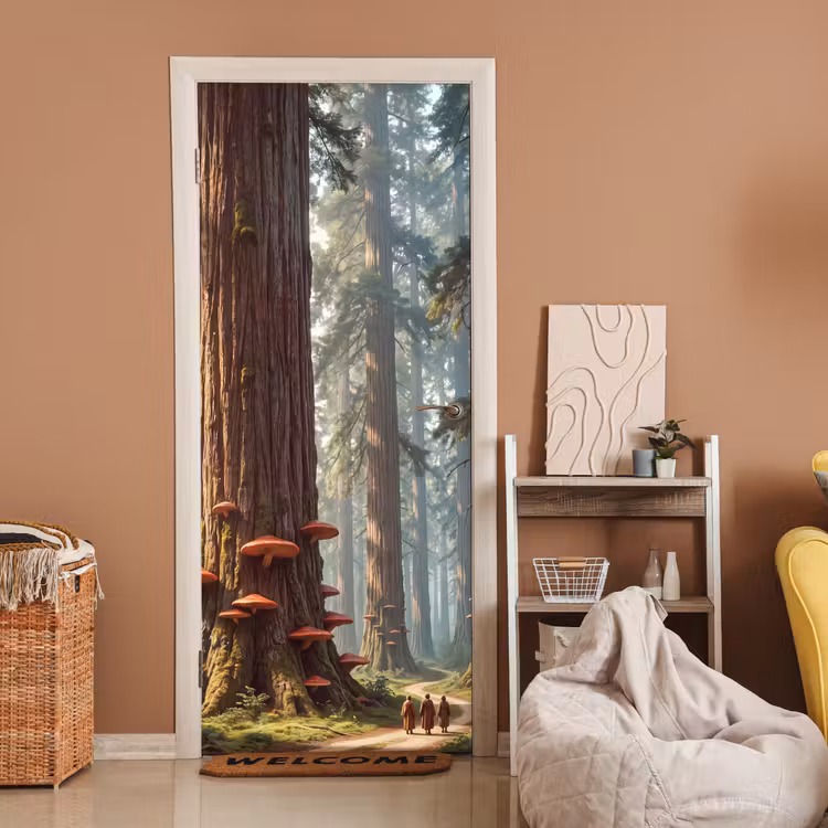 Door sticker - Forest - Trees - Nature - Bos - Bomen - Natuur deurposter klein
