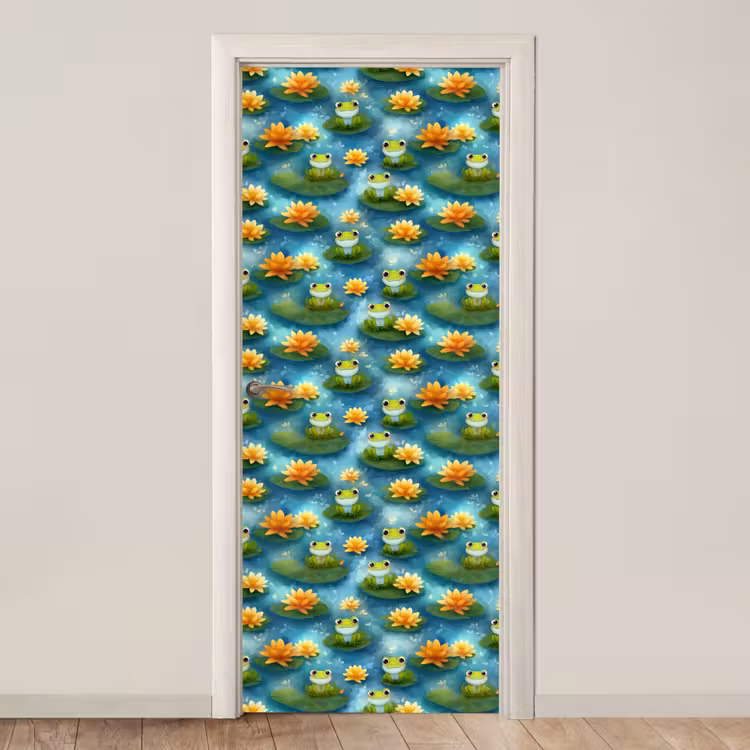 Kikker - Lelies - Groen deurposter klein 289 -3d_beige
