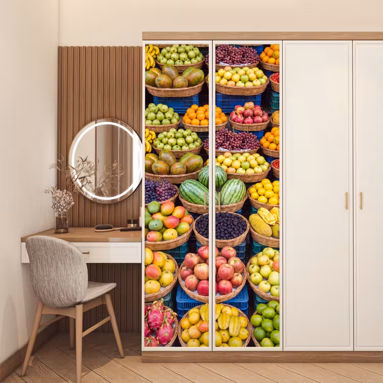 Door sticker - Fruit - Market - Colorful - Fruit - Markt - Kleurrijk deurposter klein