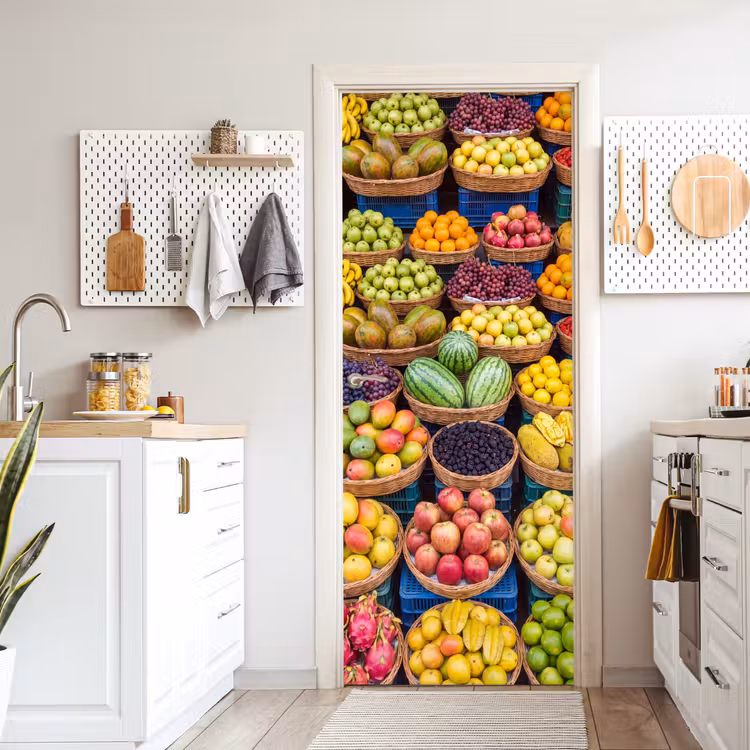 Door sticker - Fruit - Market - Colorful - Fruit - Markt - Kleurrijk deurposter klein