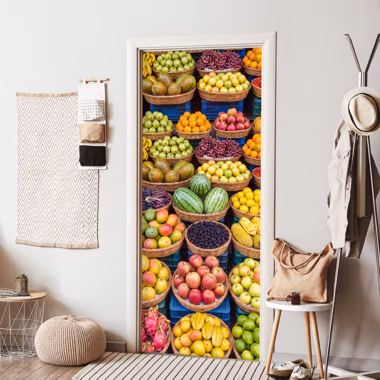 Door sticker - Fruit - Market - Colorful - Fruit - Markt - Kleurrijk deurposter klein